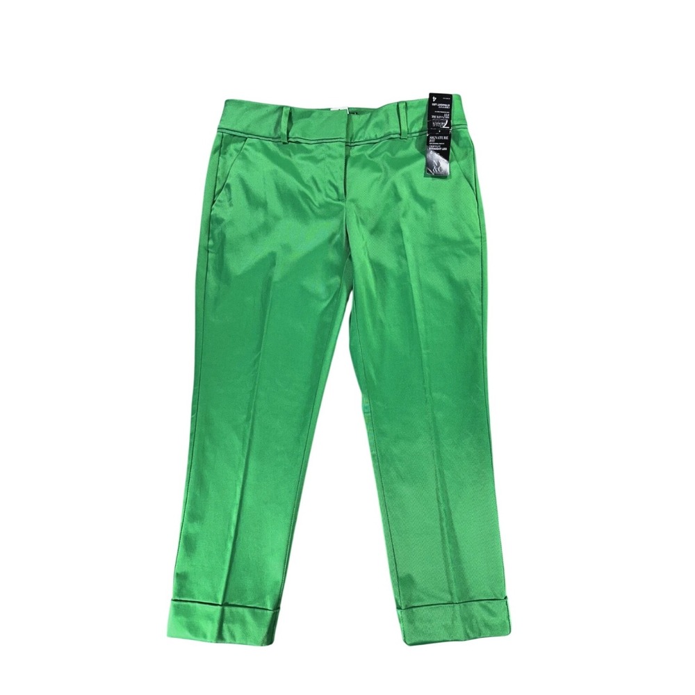 7th Ave NY & C Signature‎ fit Crop Pant straight Leg Pants 4 Green Lady NWT A4